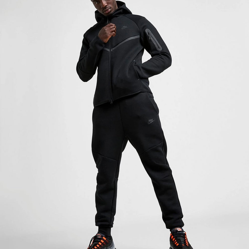 Black Tech Fleece Full-Zip Hooded Track Suit