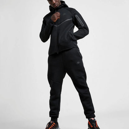 Black Tech Fleece Full-Zip Hooded Track Suit
