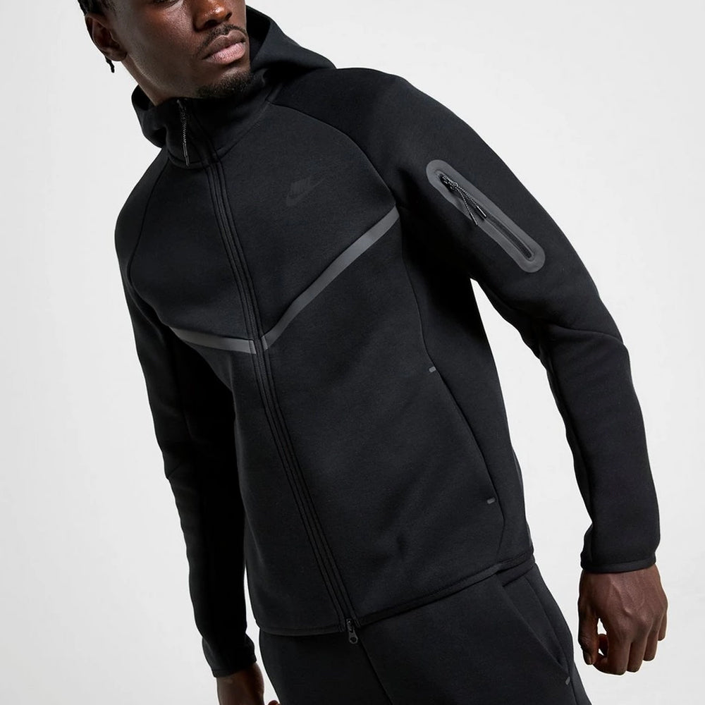 Black Tech Fleece Full-Zip Hooded Track Suit