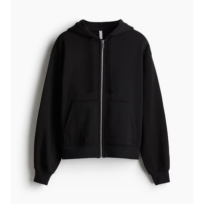 Beigefarbener Oversize-Kapuzenpullover mit Reißverschluss für Damen