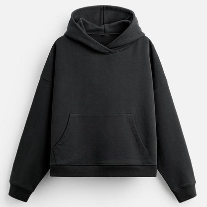 Black hoodie on a light gray background
