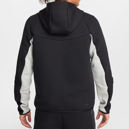 Black Grey Tech Fleece Full-Zip Hooded Track Suit-Coreflexind