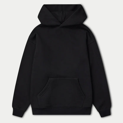 Black hoodie on a light gray background
