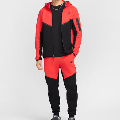 Black Red Tech Fleece Full-Zip Hooded Track Suit-Coreflexind
