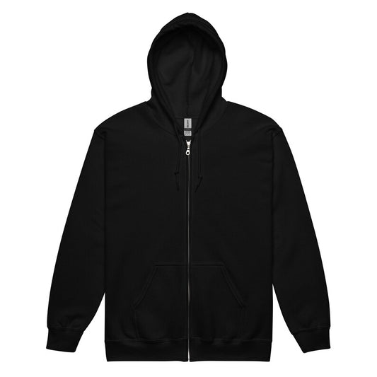 Black hoodie with a zipper on a white background