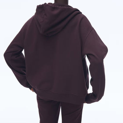 Beigefarbener Oversize-Kapuzenpullover mit Reißverschluss für Damen