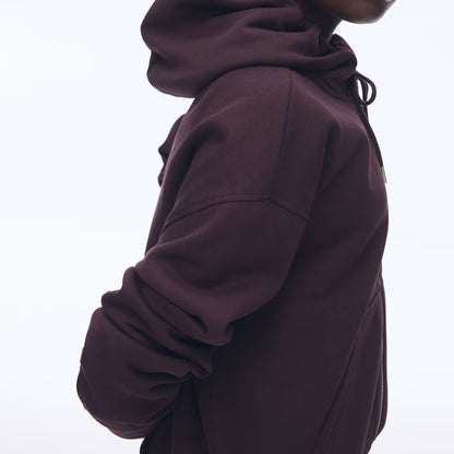 Beigefarbener Oversize-Kapuzenpullover mit Reißverschluss für Damen
