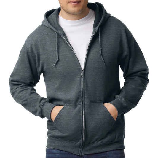 Dark Heather Zip-Up Hoodie