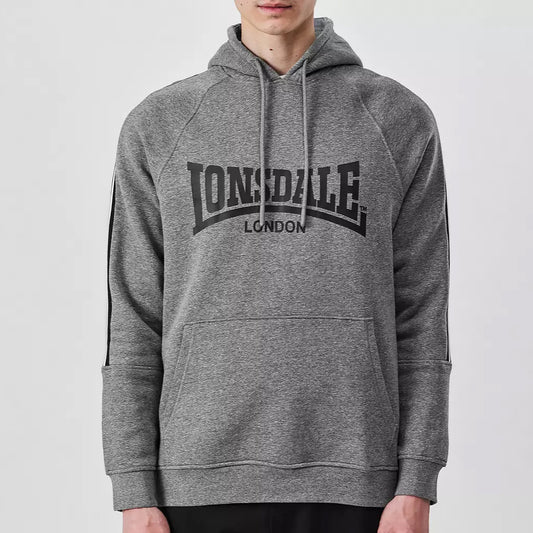 Gray hoodie with 'Lonsdale London' logo on a white background
