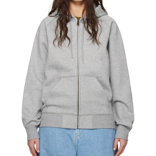 Sudadera con capucha Chase gris con cremallera para mujer