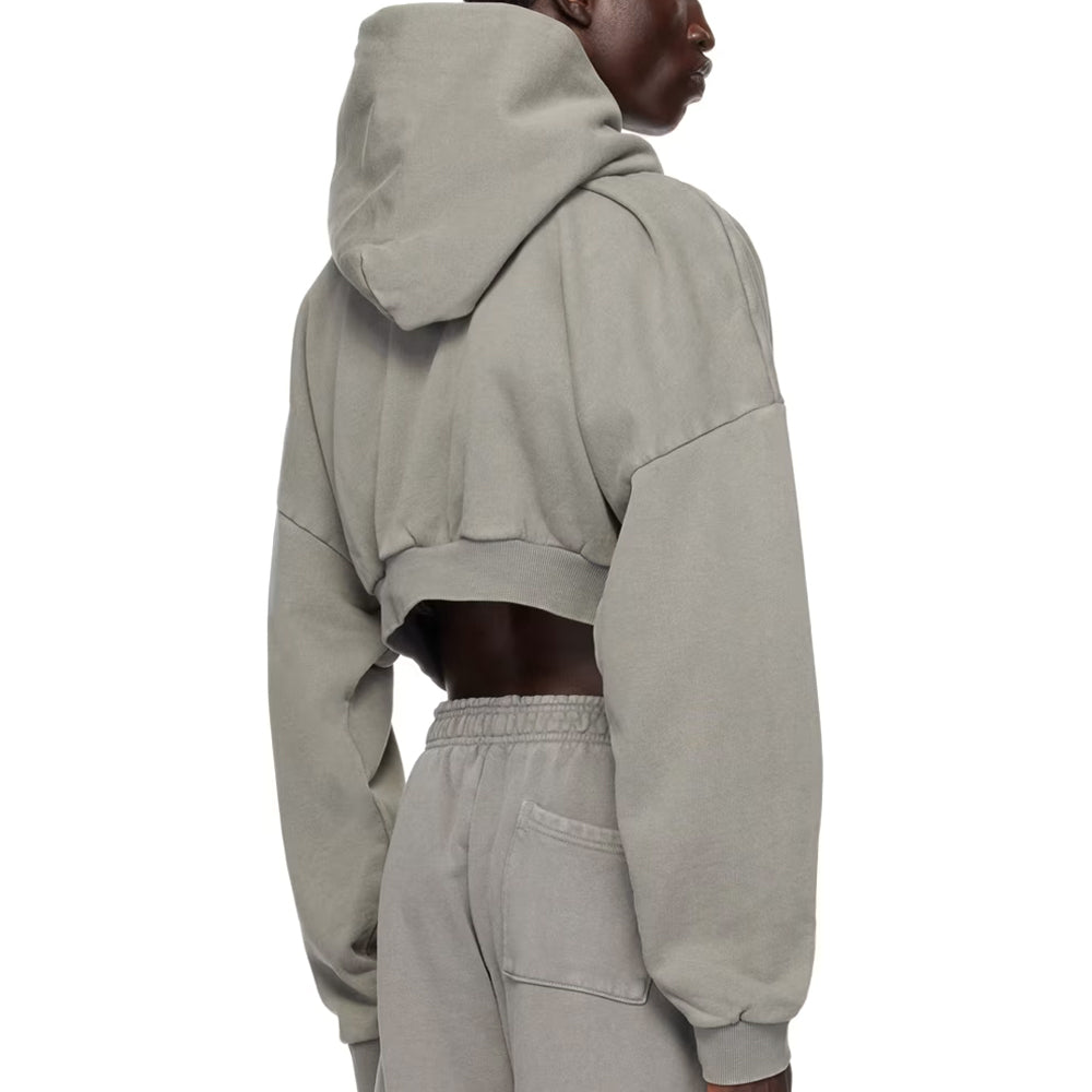 Grauer, kurzer, schwerer Hoodie