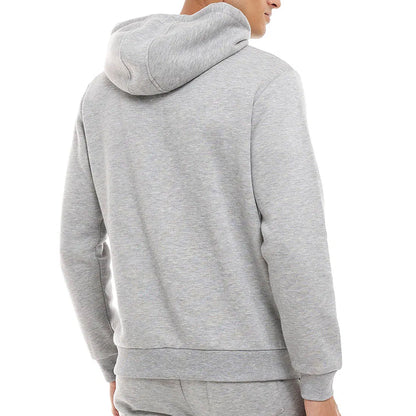 Grey Melange Printed Hoodie