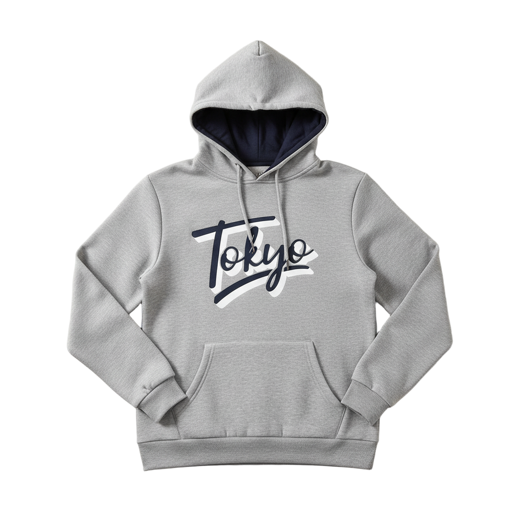 Grey Melange Printed Hoodie - Garmentswear