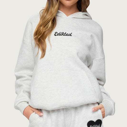 Women Heather Grey Luxury Hoodie