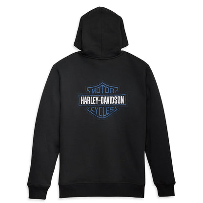 Men's Black Bar Shield Embroidered Zip Hoodie
