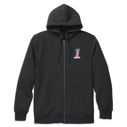Men's Black Race Graphic Zip Front Hoodie