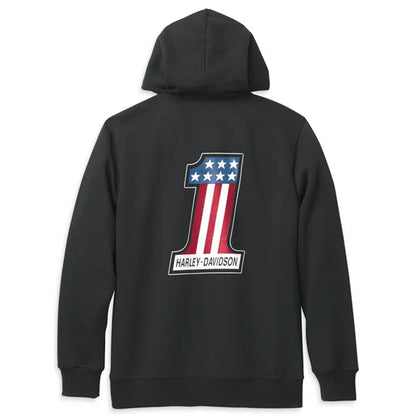 Men's Black Race Graphic Zip Front Hoodie