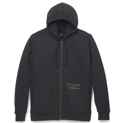 Black hoodie with a zipper on a white background
