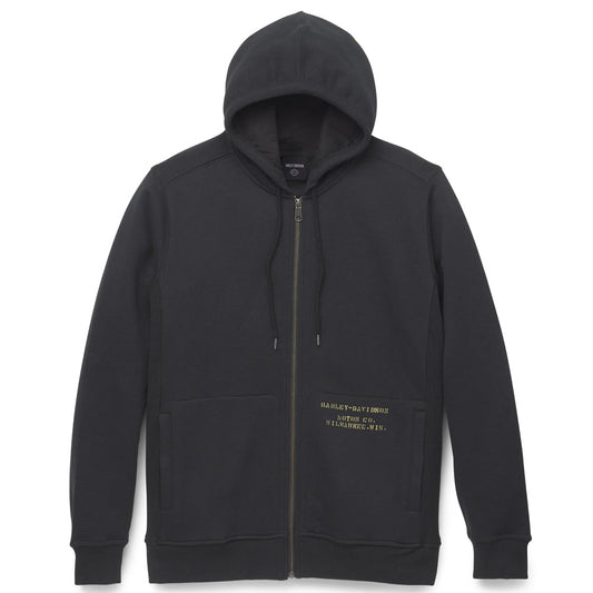 Black hoodie with a zipper on a white background