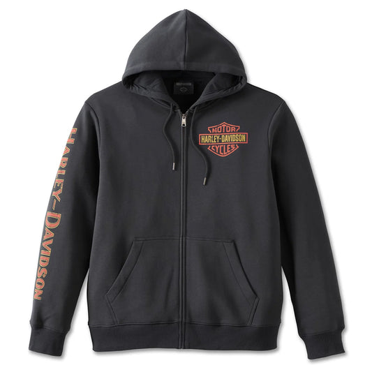 Black hoodie with Harley-Davidson logo and text on a white background