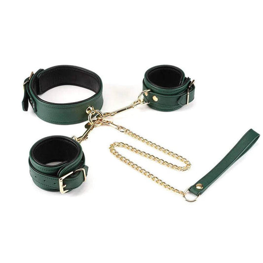 Mossy Chic Leather Collar to Wrist Cuffs Set - CoreFlexInd