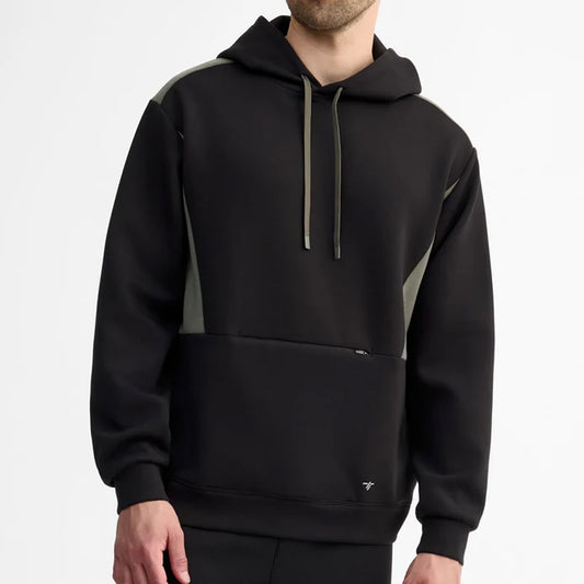 Black hoodie with gray accents on a white background