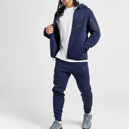 Navy Blue Tech Fleece Full-Zip Hooded Track Suit