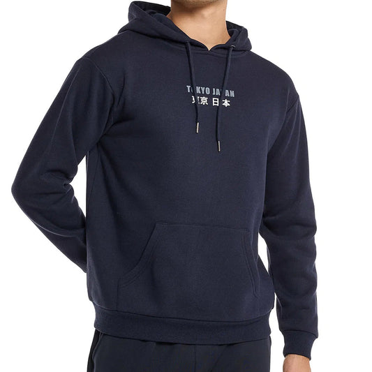 Navy Blue Print Detail Hoodie