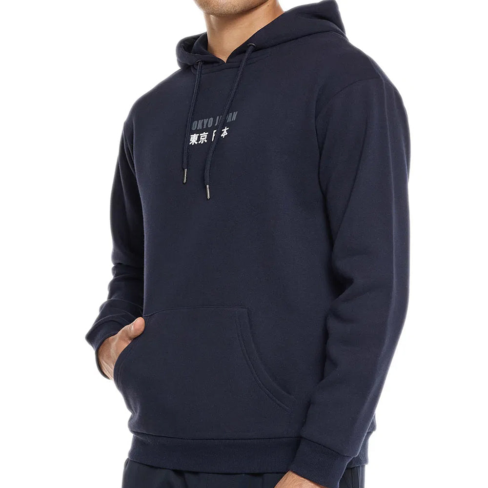 Navy Blue Print Detail Hoodie