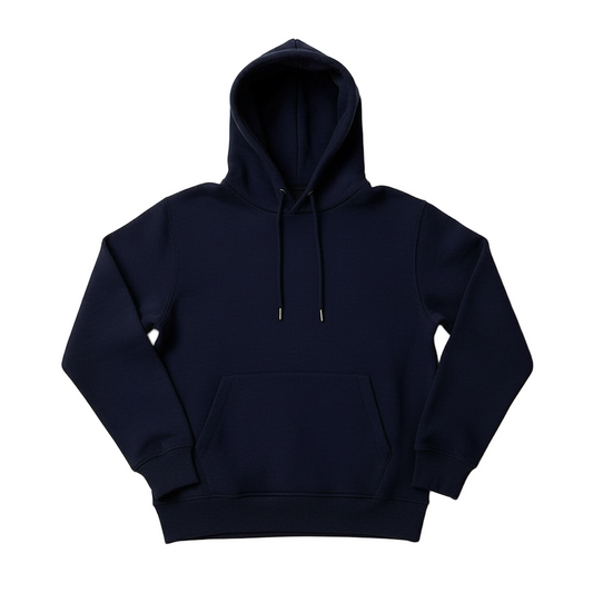 Navy Blue Regular Fit Rich Jersey Fabric Hoodie - Garmentswear