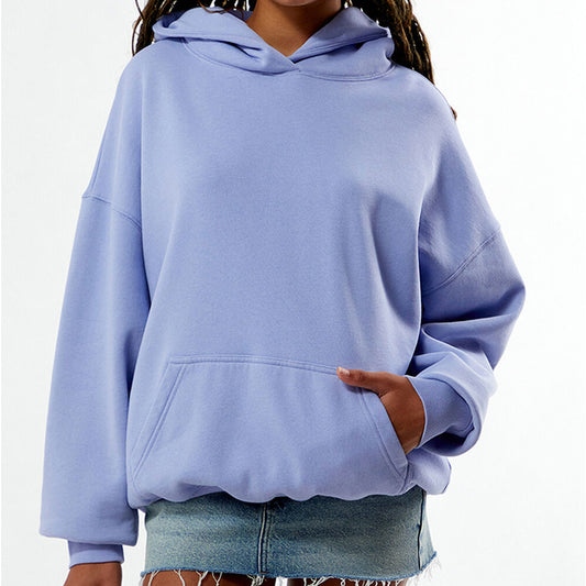 Women Light Blue Pullover Hoodie