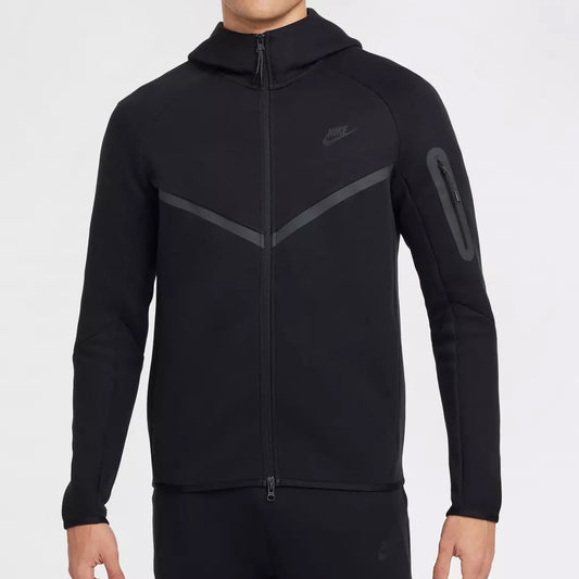 Black Tech Fleece Hoodie Zip