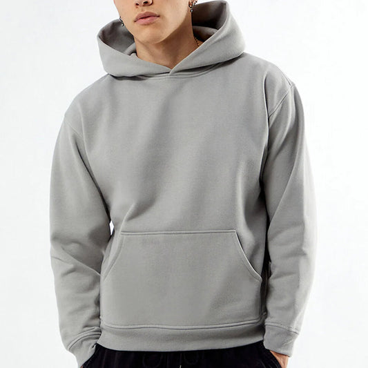 Gray Solid Color Hoodie