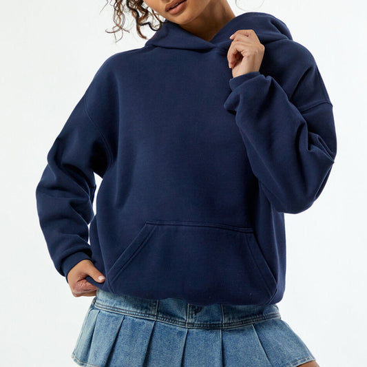 Beigefarbener Oversize-Kapuzenpullover mit Reißverschluss für Damen