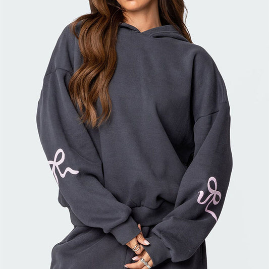 Beigefarbener Oversize-Kapuzenpullover mit Reißverschluss für Damen