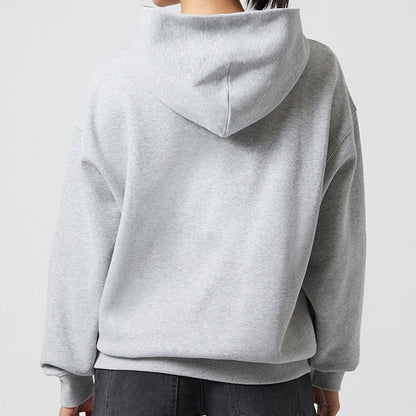Beigefarbener Oversize-Kapuzenpullover mit Reißverschluss für Damen