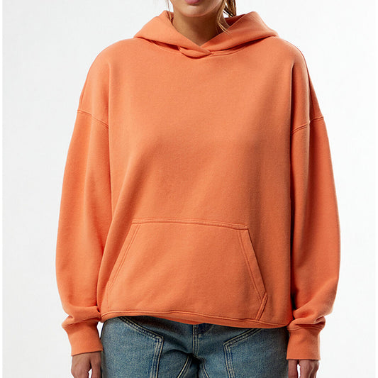 Women Orange Pullover Hoodie