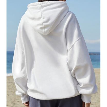 Women Solid White Pullover Hoodie