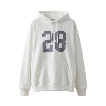 Women Solid White Pullover Hoodie - Garmentswear