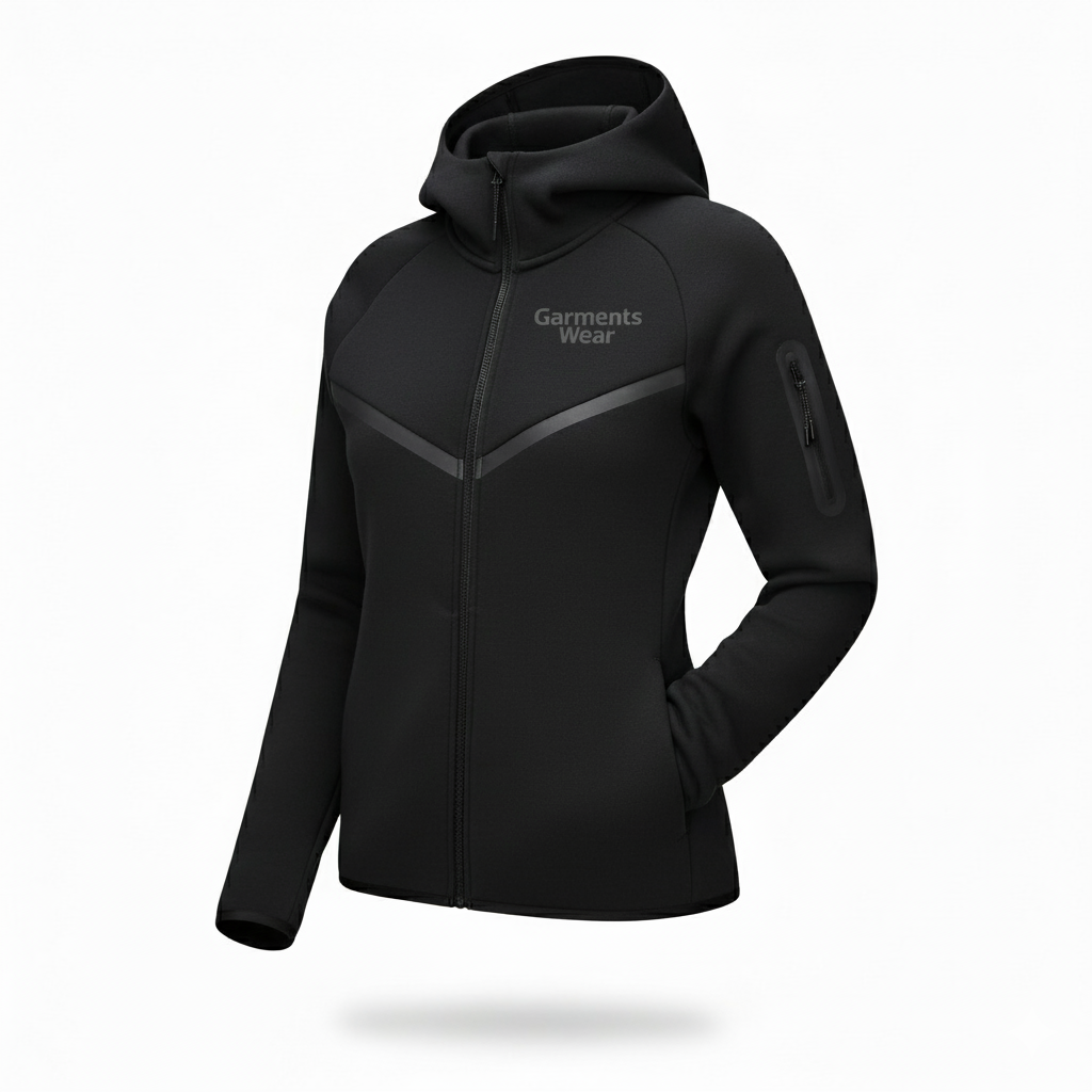Women_s_Black_Tech_Fleece_Hoodie-Garmentswear