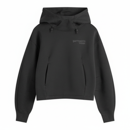 Women's Black Tech Fleece Hoodie - Garmentswear