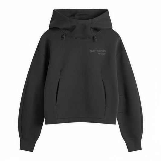 Women's Black Tech Fleece Hoodie - Garmentswear