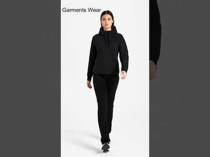 Felpa con cappuccio in pile tecnico nero da donna