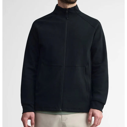 Black Stretch Mock Neck Athletic Hoodie